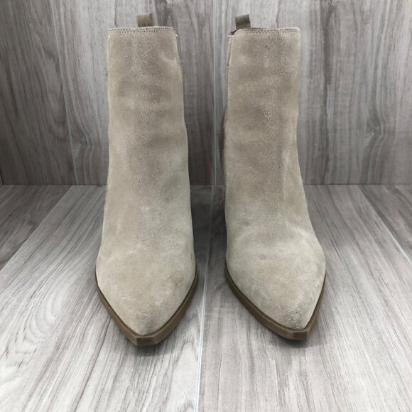 Marc Fisher Ankle Boots Womens 10M Alva Tan Suede Slip On Chelsea Booties - Picture 7 of 12
